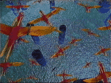 scene from Breaking the Ice (1987): flock of boids